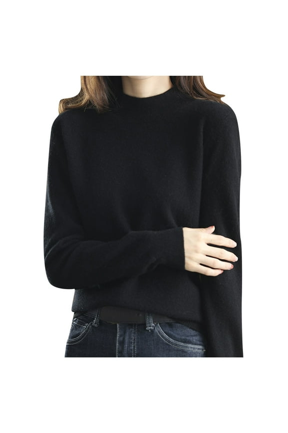 Womens Oversized Turtleneck Sweaters Fall Batwing Sleeve Tunic Pullover Sweater Long Sleeve Neck Knit Tops Black XL