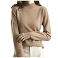 thumbnail image 1 of LEKDFST Womens Oversized Turtleneck Sweaters Fall Batwing Sleeve Tunic Pullover Sweater Long Sleeve Neck Knit Tops Brown L, 1 of 5
