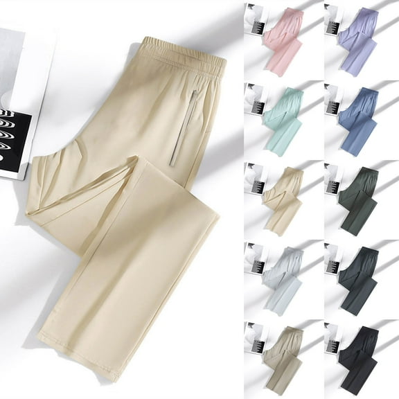 LEKDFST Womens Quick Dry Stretch Athletic Pants Summer Straight Leg Pull on Hiking Pants Flexipants with Pockets Purple S