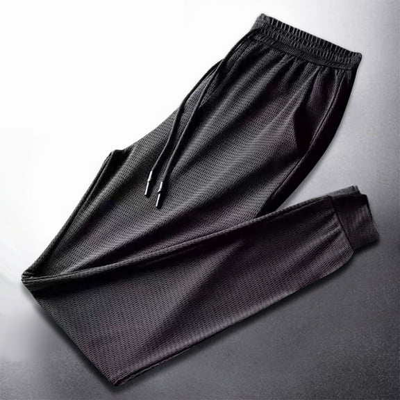 LEKDFST Womens Sweatpants Lightweight Summer Joggers Cool Wide Ice Silk Slacks Thin Mesh Quick Drying Sports High Spring Athletic Pants For Women Black L