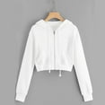 thumbnail image 1 of LEKDFST Womens Zip Up Hoodies Cropped Cardigan Jacket Drawstring Hooded Sweatshirts Casual Long Sleeve Top White XL, 1 of 7