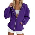 thumbnail image 1 of LEKDFST Womens Zip Up Hoodies Drop Shoulder Oversized Long Sleeve Sweatshirts Casual Y2K Hoodie Fall Jacket with Pockets PP2 XXL, 1 of 5