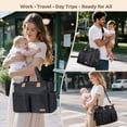 thumbnail image 1 of LEKE Diaper Bag Tote for Baby - 17 Pockets Large Travel Diaper Waterproof Tote with Portable Changing Pad, Mom Crossbody Hospital Bag for Labor Delivery, Baby Essentials for Newborn Gifts, Black, 1 of 7