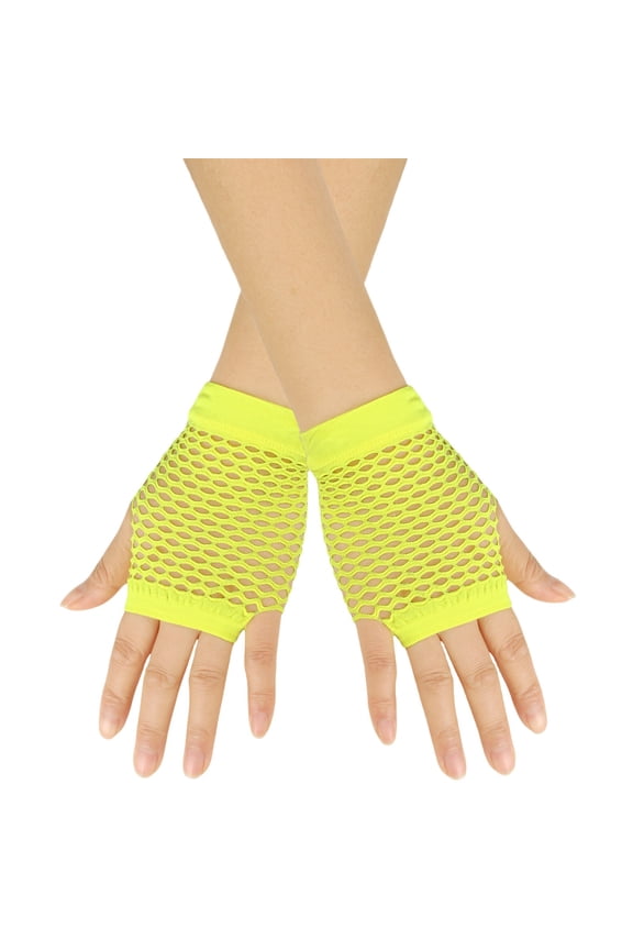 1 Pairs Fishnet Gloves Neon Gloves Fishnet Arm Sleeves Y2k Colored Gloves Punk Gloves Goth Gloves Fashion Gloves Fishnet Sleeves Mesh Goth Punk 80s Scene Accessories Yellow One Size