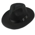 thumbnail image 1 of LEKODE 1920s Fedora Hat for Men Wide Brim Fedora Hat Felt Panama Cap with Band for Women Men Black One Size, 1 of 4