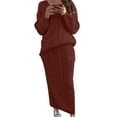 thumbnail image 1 of LEKODE 2 Piece Outfits Sweater Skirt Set Sweater Skirt Set Cable Knit Sweater Set Going Out Sets Going Out Outfits for Women Sets 2 Piece Outfits Mini Skirts Red 2xl, 1 of 5