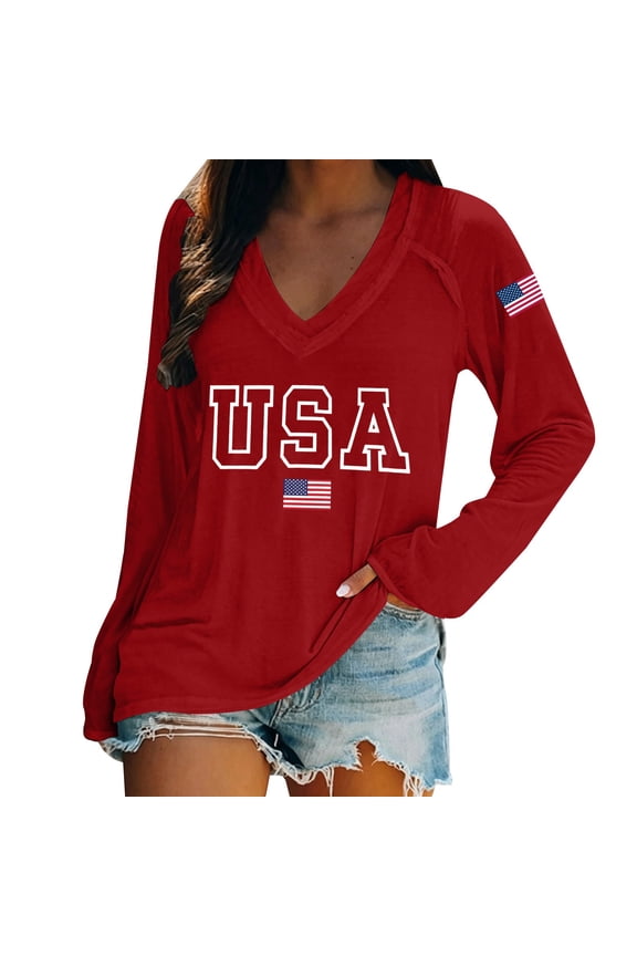 250th Anniversary USA V Neck Shirt for Women 4th of July Patriotic Graphic Top Z2 Red XL