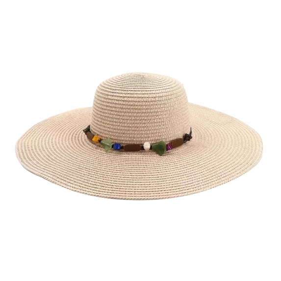 LEKODE Beach Sun Straw Hats for Women, UV Sun Protection Wide Brim Summer Straw Hat Foldable Packable Roll up Cap Pink One Size