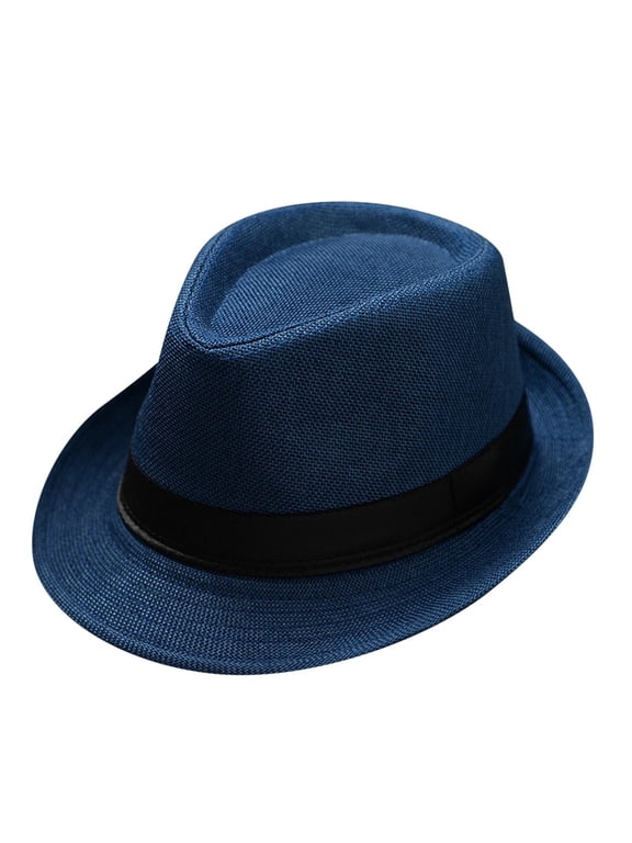 Bowler Hat with Belt Buckle Sun Hats Round Hat Hats for Men Vintage Hats Outdoor Sports Cap Cloche Hats Vintage Trendy Color Jazz Hats Costume Accessory Hats for Women Blue One Size