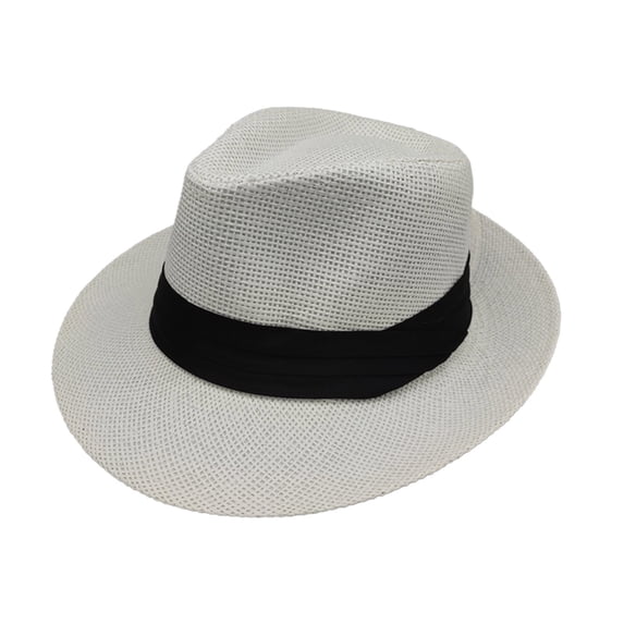 LEKODE Bowler Hat Vintage Trendy Beach Sun Visor Women's Fedora Hats Classic Wide Brim Cloche Hats Fedora Stylish Hat Wide Brim Fedora Hats Summer Beach Hat Hats for Women Visor White One Size
