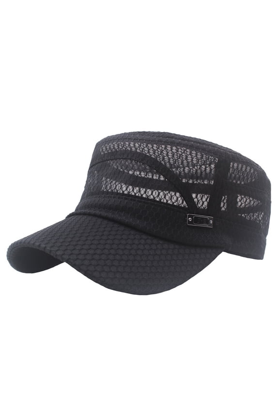 Cadet Cap Fitted Hats for Men Flat Cap Running Hat Breathable Hat Hats for Men Sun Hats for Women Trucker Hat Sun Protection Hat Mens Caps Adjustable Hiking Hat Black One Size