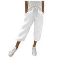 thumbnail image 1 of LEKODE Capri Pants Active Wear Barrel Pants Women Cropped Pants for Women Womens Bottoms High Waisted Pants for Women Lightweight Summer Pants Women White M, 1 of 8
