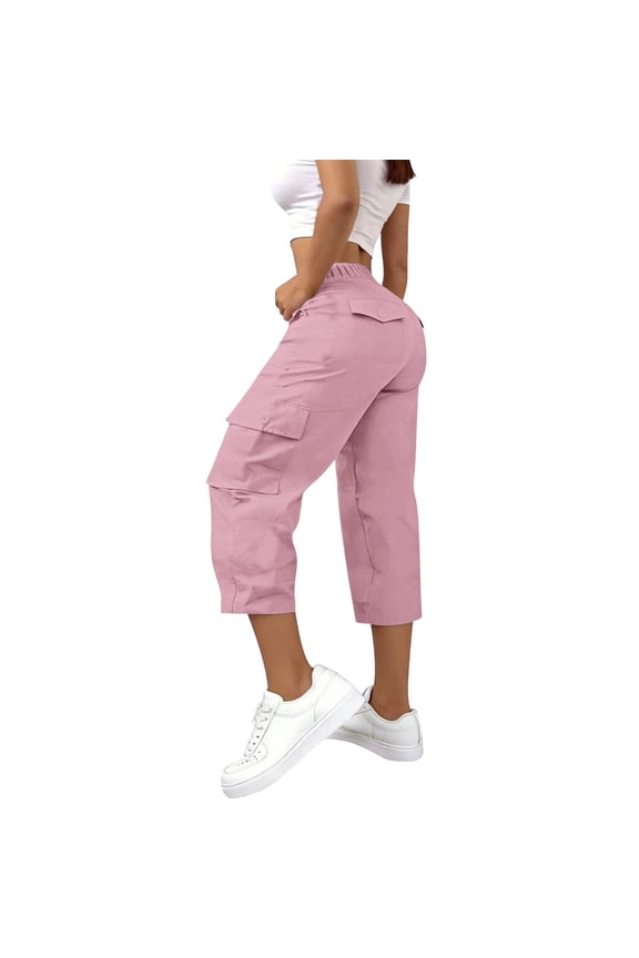 Capris Comfy Pants Women Wide Leg Pants Woman Travel Pants Women Ladies Pants High Waisted Pants for Women Athletic Pants for Women Relaxed Fit Pants for Women Pink M