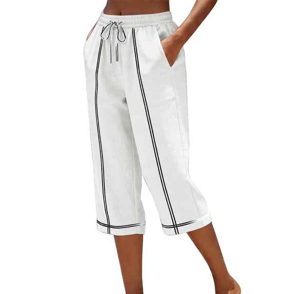 LEKODE Capris Golf Pants Sweatpants Women Breathable Pants Women Running Pants Women Comfy Pants Women Summer Pants for Women Active Wear Exercise Pants for Women White XL