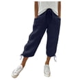 thumbnail image 1 of LEKODE Capris Pants for Women Comfortable Pants for Women Gym Clothes for Woman Wide Leg Pants Woman Plus Size Pants Beach Pants for Women Dark Blue 2XL, 1 of 8