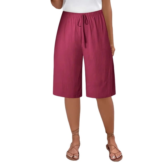 LEKODE Capris Pants for Women Flowy Pants for Women Golf Pants Pants for Women Loose Fit Gym Clothes for Woman Breathable Pants Women Athletic Pants for Women Hot Pink L