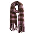 thumbnail image 1 of LEKODE Christmas Festive Knit Long Wrap Scarf for Adults, Reversible Cold‑Weather Neck Warmer for Holiday Parties and Everyday Winter Outfits H Pink One Size, 1 of 4
