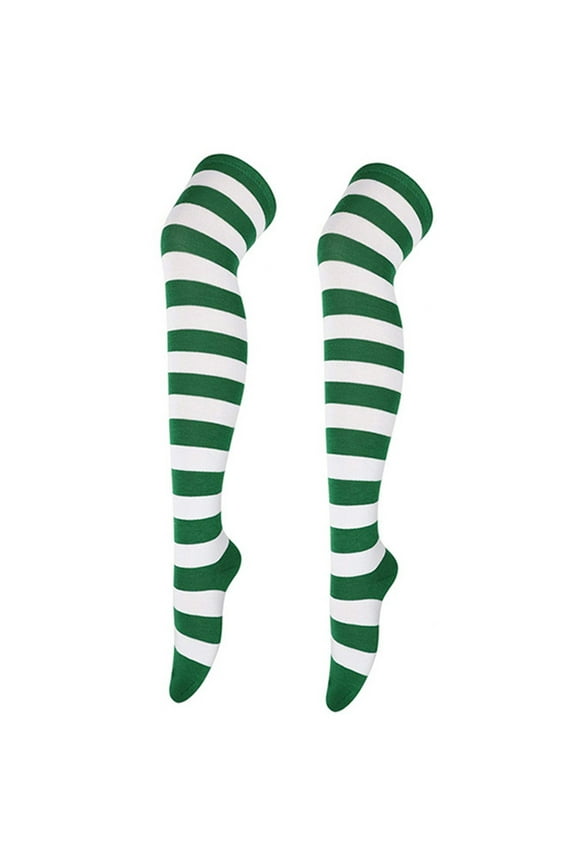 Christmas Thigh High Socks Knee High Striped Socks Warm Knee High Socks Tube Socks Tube Socks for Women Men's Compression Socks Women's Knee High Socks Green One Size