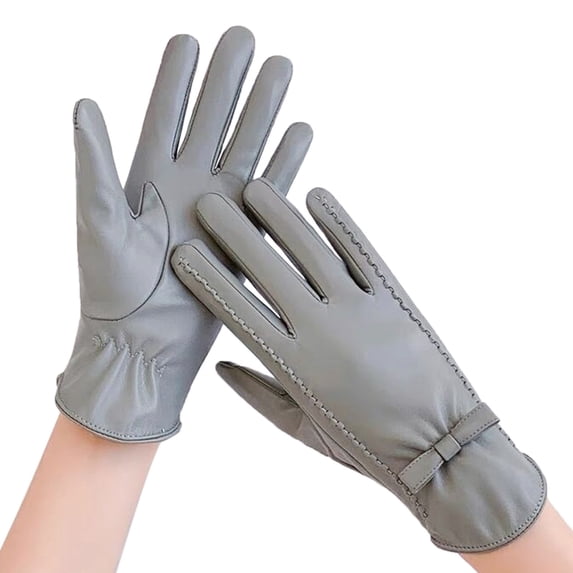 LEKODE Cold‑Weather Women Full Finger Winter Gloves, Touch Screen Ready, Style with Decorative Wrist Button for Daily Outfits B Gray 1 One Size