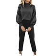 thumbnail image 1 of LEKODE Comfort Sweatshirt Going Out Set Jogger Sets for Women 2 Piece Longsleeve Tops Athletic Set Women Thermal Top Gym Sets Women Black L, 1 of 9