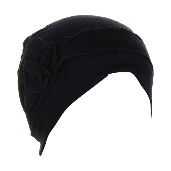 LEKODE Cotton Hats for Women Hair Wrap Headwraps Women's Skullies & Beanies Head Wraps for Women Chemo Satin Wrap for Hair Turbin Black S