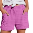 thumbnail image 1 of LEKODE Cotton Linen Shorts for Women Bermuda Gauze Elastic Waist Casual Short Relaxed Summer Fashion Clothes with Pockets Hot Pink L, 1 of 7