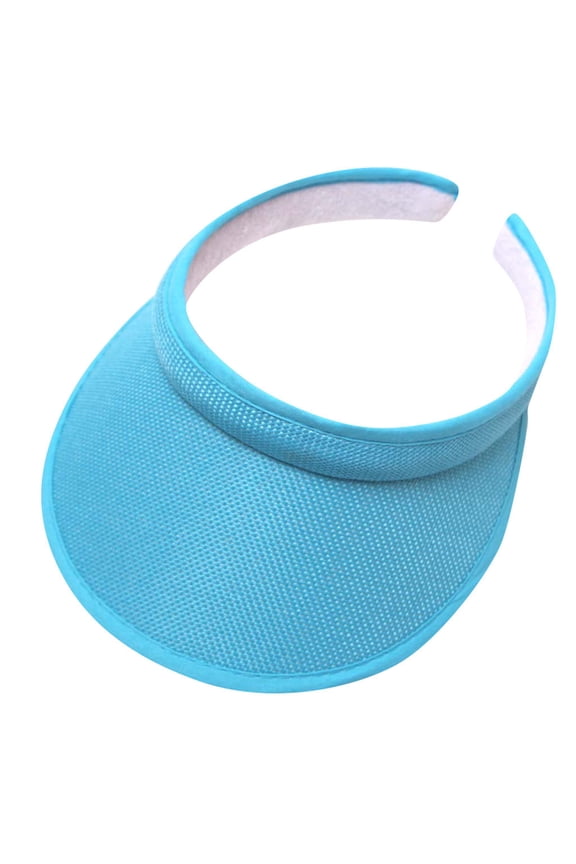 Cotton Slip-On Cloth Visor Hat Women Men Clip-on Visors Hats Adjustable Outdoor Sports Golf Beach Wide Brim Sun Cap Blue One Size