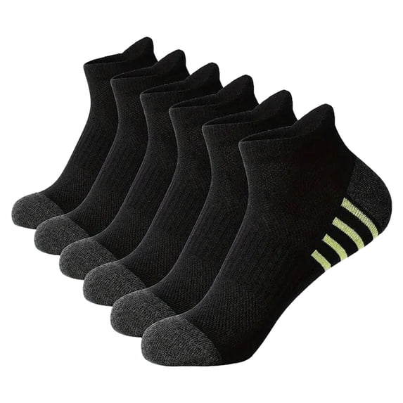 LEKODE Cotton Socks for Men 6pc Athletic Socks Non Slip Socks Cotton Socks Compression Sock Running Socks Tube Socks Low Cut Socks Men's Compression Socks Summer Ankle Socks Mens Socks Black One Size