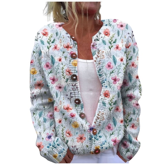 LEKODE Cropped Cardigan Long Sleeve V Neck Button Down Hollow Out Floral Crochet Cover Up Going Out Outerwear A White XL
