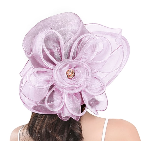 LEKODE Derby Church Dress Hat for Women Bow Bucket Wedding Bowler Cap Pink One Size