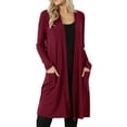 thumbnail image 1 of LEKODE Drape Fit Open Front Duster Shrug Long Sleeve Dual Side Pockets Lightweight Casual Travel Outerwear Tops Red 3XL, 1 of 8