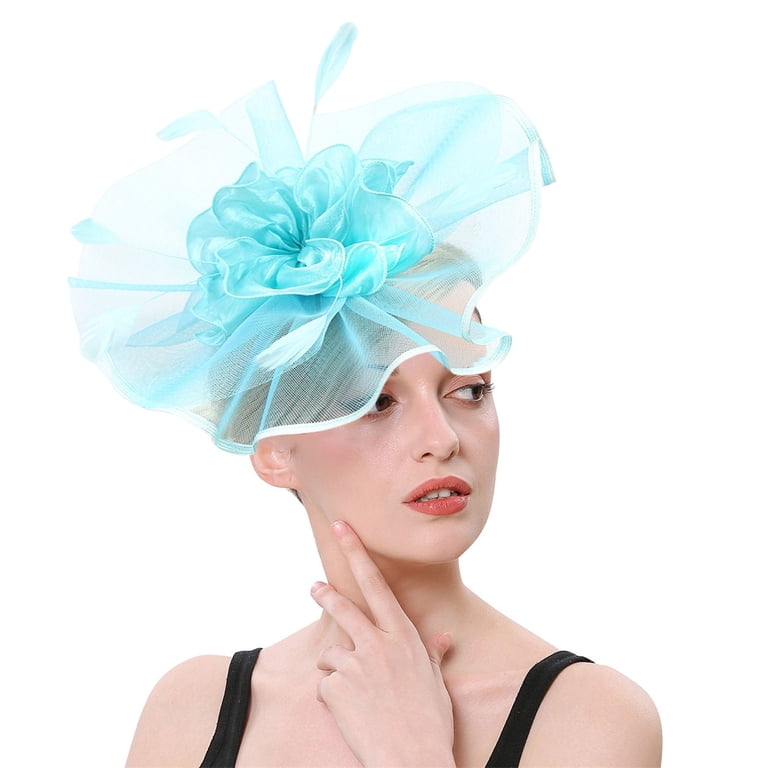 Vintage Blue Fascinator Hat Vintage 1960s Blue Floral Fascinator Hat, Aqua Mesh Veil | eBay main image 4