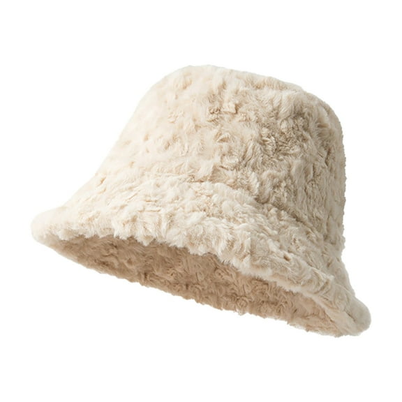 LEKODE Faux Fur Hat Warm Hats for Women Fishing Hat Womens Top Hat Funny Hats Mens Top Hats Womens Hats Beige One Size
