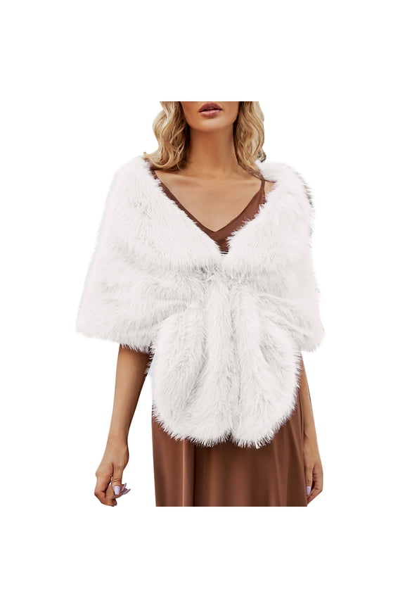 Faux Fur Shawl Shawls and Wraps for Evening Dresses Shawl for Dress Poncho for Women Womens Poncho Capelets for Women Poncho White One Size