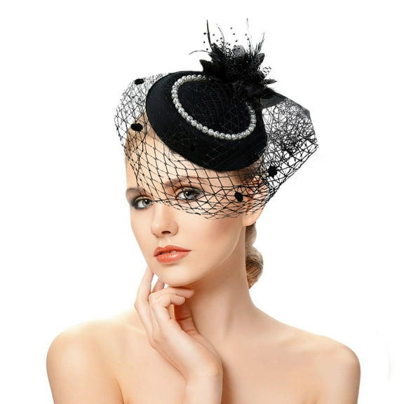 LEKODE Feather Headband Fascinators for Women Ladies Hats Fasteners Hats for Women Fascinator Hat Feather Headpiece Tea Party Fascinators for Women Black One Size