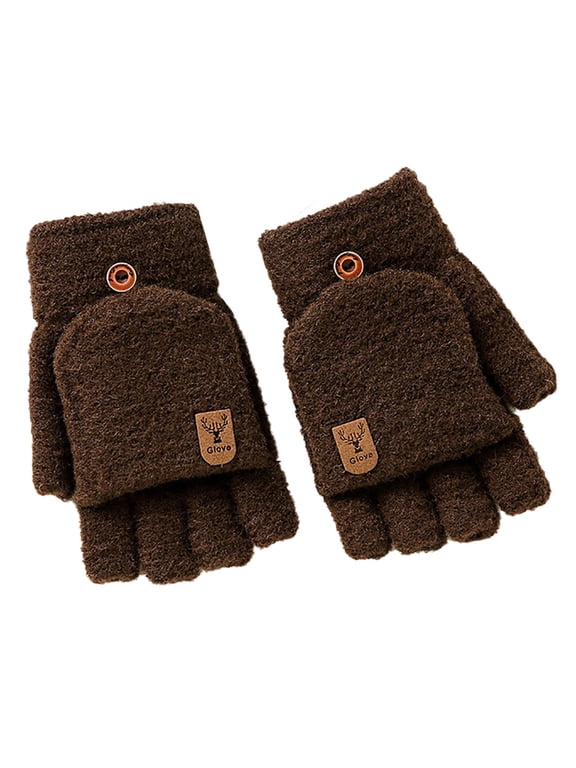 Fingerless Gloves Mittens for Women Gloves with Fingers Cut Out Open Finger Gloves Men Motorcycle Gloves Half Finger Gloves Knit Gloves Brown One Size