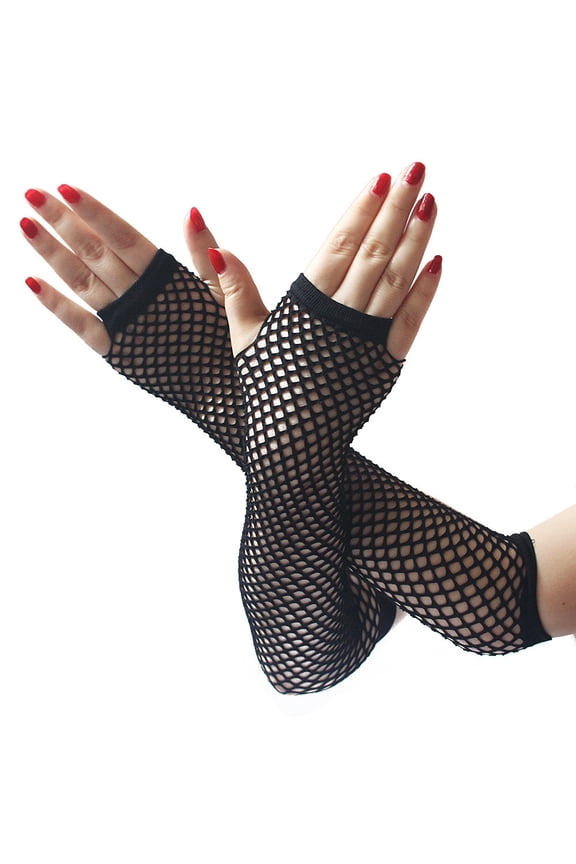 Fishnet Arm Sleeves Neon Gloves Fishnet Gloves Fashion Gloves Punk Gloves Fingerless Gloves for Women Lone Fishnet Gloves Goth Gloves Fingerless Fish Net Arm Sleeves Black Nylon