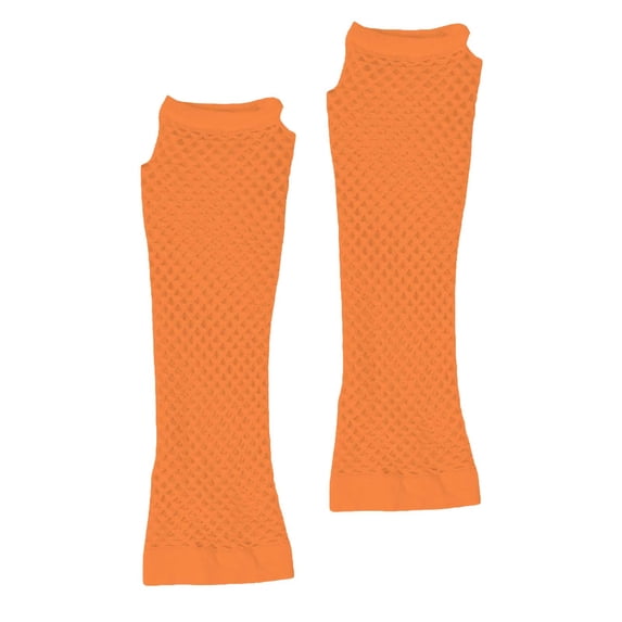 LEKODE Fishnet Arm Sleeves Punk Gloves Mesh Goth Punk 80s Scene Accessories Fishnet Gloves Lone Fishnet Gloves Fishnet Sleeves Mesh Gloves for Women Fashion Gloves Goth Gloves Orange Nylon,Spandex
