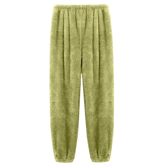 LEKODE Fluffy Pajama Pants for Women, Comfy Fuzzy Pj Bottoms with Pockets Drawstring Fleece Sleepwear Soft Winter Green XL