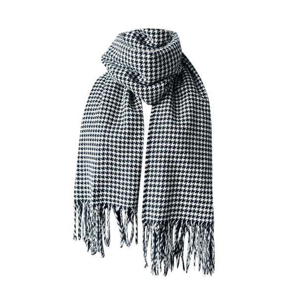 LEKODE Fringe Scarf Thick Shawl Long Scarves for Women Knitted Scarf Winter Scarf Womens Scarfs Cotton Scarves for Women Black One Size