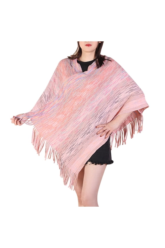 Fringe Shawl Vintage Shawl Long Shawl Womens Poncho Tops Capelets for Women Cape Womens Capes and Shawls Pink One Size