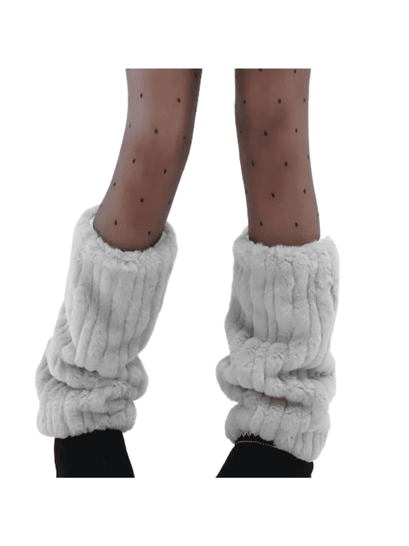 Fur Boot Covers Leg Warmers for Women Fuzzy Leg Warmers Chunky Leg Warmers Leg Warmers Knee High Leg Warmers Boot Cuffs Gray One Size