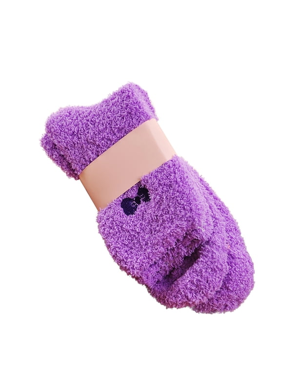 Fuzzy Socks for Women Gift for Women & Men Casual Breathable Socks Cute Stuff Slipper Socks for Women Bridal Shower Gifts Cloud Socks Soft Socks Cotton Socks for Women Purple One Size