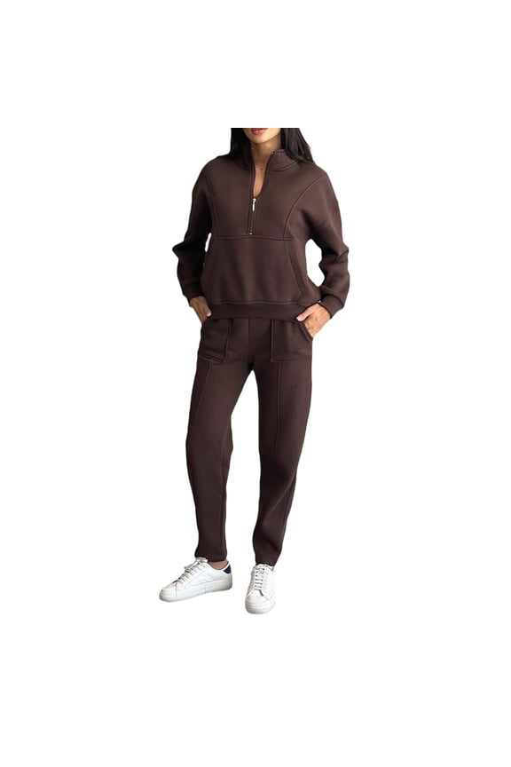 Going Out Set Comfort Sweatshirt Womens Sweat Set Long Sleeve Sets Long Sleeve Tops for Women Comfort Sets for Women Cute Set Coffee L