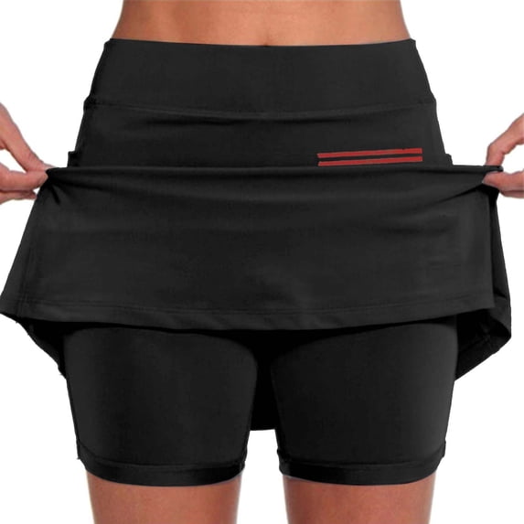 LEKODE Golf Skirts for Women with Pockets Tennis Skirt with Pockets Knee Length Skorts Yoga Shorts Board Skirt High Waisted Hiking Skirt Athletic Skirt Casual Summer Womens Skirts Black 3XL