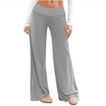 thumbnail image 1 of LEKODE High Waist Fold Over Wide Leg Pants for Women Soft Stretchy Flare Palazzo Trousers Casual Lounge Pants Gray L, 1 of 7