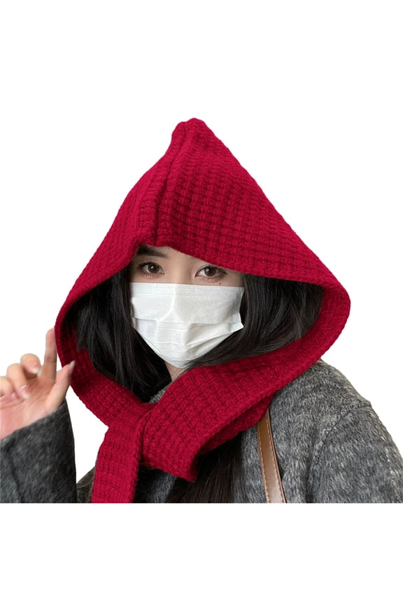 Hooded Shawl Thick Shawl Long Scarves for Women Bufandas Para Mujer Scarfs for Women's Scarves Winter Scarves for Women Red One Size