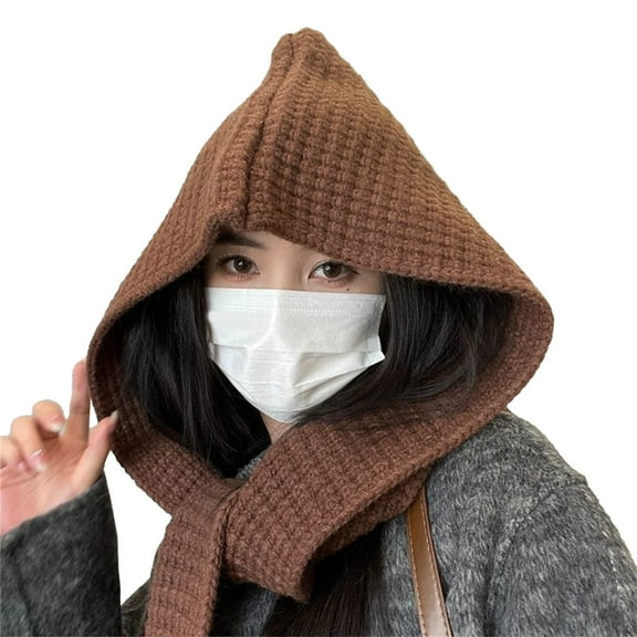 LEKODE Hooded Shawl Thick Shawl Long Scarves for Women Scarf Wraps for Women Scarf for Women Winter Womens Scarves Winter Scarves Coffee One Size