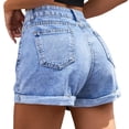 thumbnail image 1 of LEKODE Jean Shorts Cargo Shorts Summer Shorts with Pockets Baggy Shorts Women Comfy Shorts for Women Plus Size Jean Shorts Dressy Shorts Beach Shorts for Women Mid Rise Jeans Sky Blue XL, 1 of 5