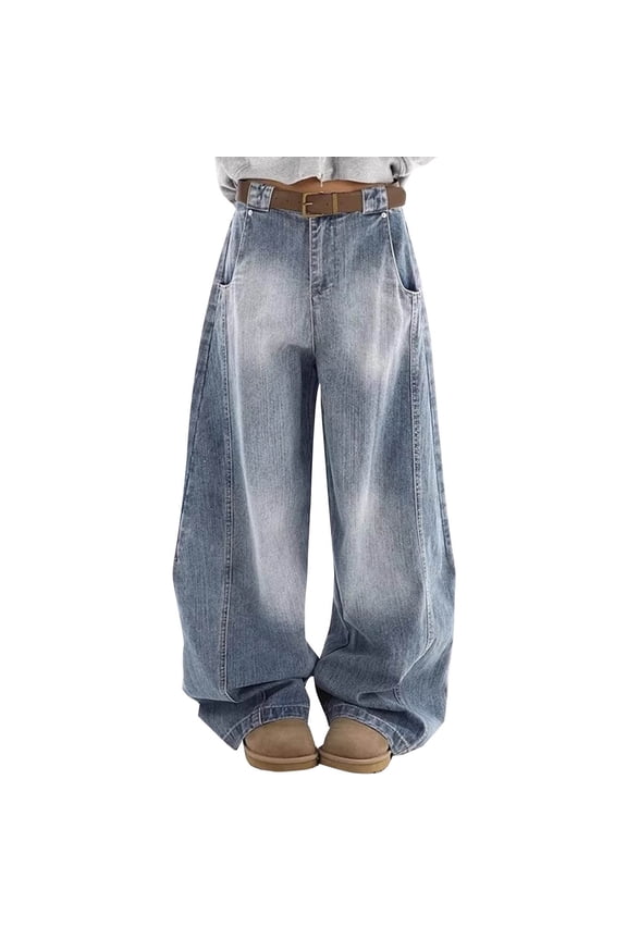 Jeans Lounge Pants Gaucho Pants Baggy Jeans Y2k Baggy Jeans Boyfriend Jeans for Women Beach Pants for Women Boho Pants Exercise Pants for Women Drawstring Jeans Women Blue L